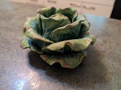 Vintage Detailed Ceramic Life-Like Cabbage 7.5″ X 4.25″ Unknown Maker