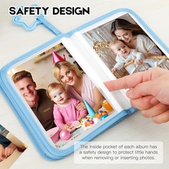 Álbum de fotos para bebés, de tela suave, ideal para baby showers, color azul