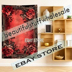 Gothic Wall Tapestry Floral Border victorian romantic elegance 59X82 in