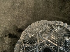 Vintage Lead Crystal Candy Dish With Sawtooth Rim