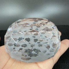 Vintage Tipperary Clear Crystal Leaf Eire Paperweight Faceted Etched Ireland VTG