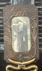 Antique Art Nouveau Wall Plaque Carved Wood Frame
