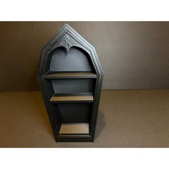 Gothic Coffin Display Shelf Black Halloween Decor Mini Figure Doorables