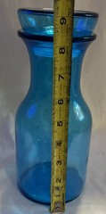 Vintage MCM Made in Belgium Large 9.5″ Turquoise Blue Glass Lever Apothecary Jar