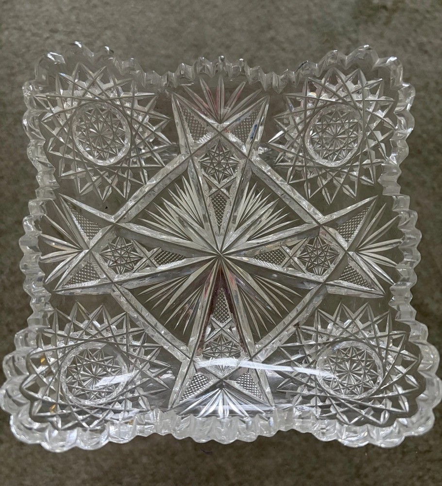 Lead Crystal Tray Circa 1900 American Brilliant Period