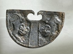 PHENOMENAL PRE-COLUMBIAN SILVER JAGUAR EFFIGY NOSE RING PENDANT GORGET PERU, COA