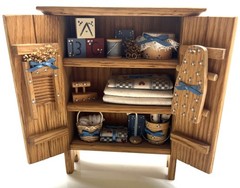 Vintage My Country Cupboard Primitive Wood Kitchen Cabinet Diorama Folk Art