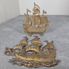 Vtg Nautical Sailing Ship Cast Aluminum Wall Hanging Doorstop Japan Made In Lot
