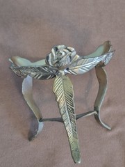 Ornate Floral Brass Bowl Tripod Stand Display