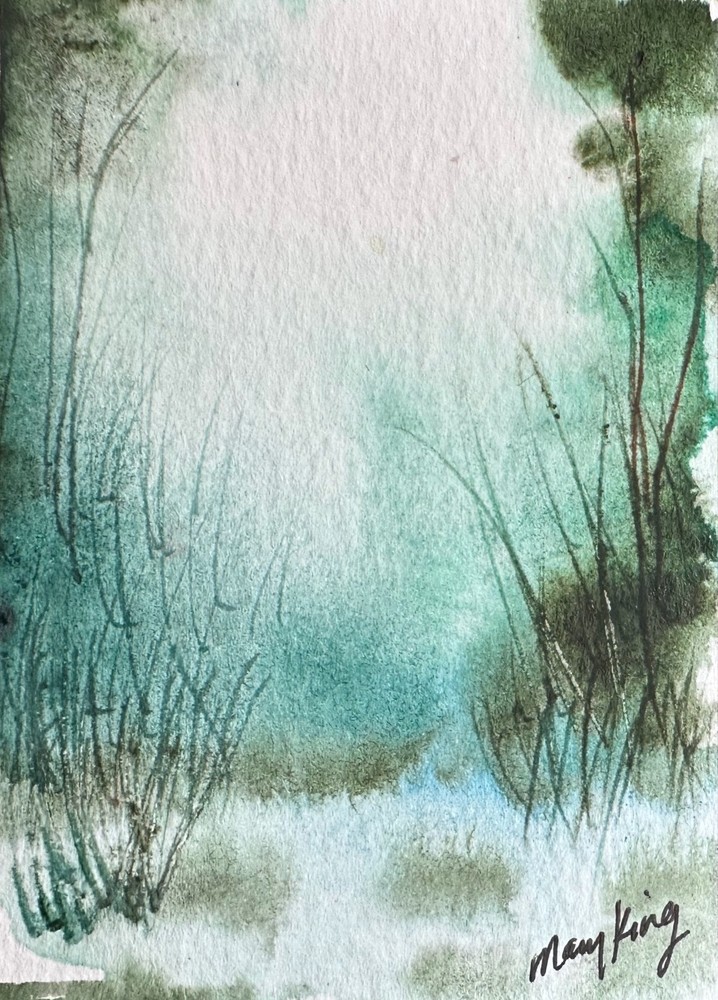Original Watercolor Painting ACEO by Mary King – Cool Winter Feeling