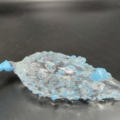 Hand Blown Studio Art Glass Ornament Hanging Decor Textured Blue Fritz Glass VTG