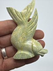5 Vtg Hand Carved Green Moss Agate Jasper Stone Koi Fish Sculpture Decor 3″ tall