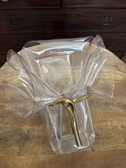 Vintage Modernist Lucite Clear Plastic Handkerchief Planter Vase 14”