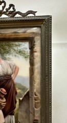 Hutschenreuther Porcelain Plaque Brass Frame Wagner Kunst Bringt Gunst KPM Style