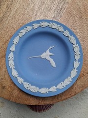 VTG Wedgwood Blue Jasperware Bermuda Longtail Bird Trinket Dish