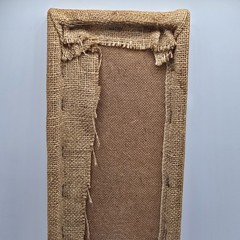 Vtg floral wall plaque raffia paper media art MCM 1970’s Burlap Flowers Decor