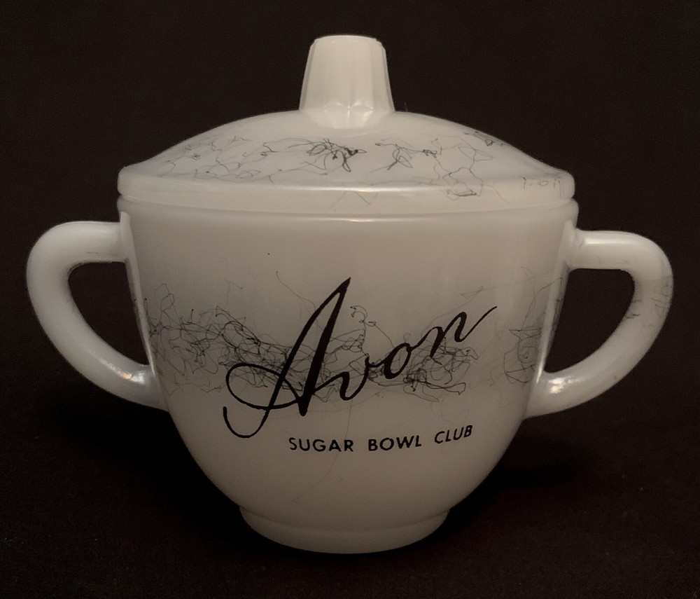 Vintage MCM Avon Sugar Bowl Club Federal Glass with Lid