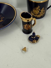 Vintage 14 Piece Lot – MINI Limoges Castel France Cobalt Blue 22 Karat Gold Trim