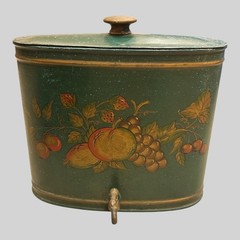 Vintage Metal Lavabo Water Tank – Green/ Tole Painted Fruit