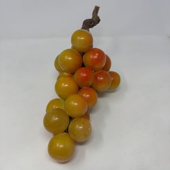 Vtg MCM Genuine Alabaster Grapes Hand Carved Italy Amber Honey Stone Wood Stem