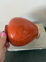 Vtg Fitz & Floyd Medallion d’Or Burnt Orange Gold White FF2 Ginger Jar Vase 6”