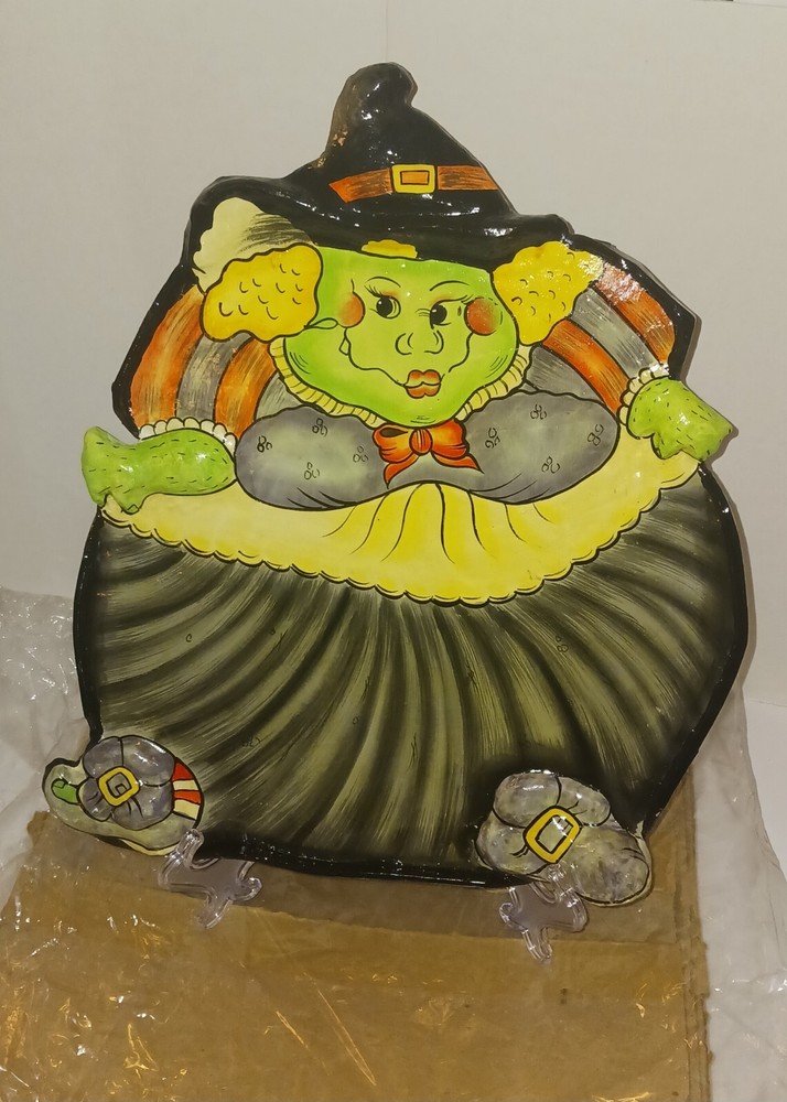 Vintage Halloween Witch Fitz & Floyd HOEDOWN Paper Papier Mache Party Tray 1992