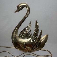 2 Swan Birds Swimming- Metal Wall Hanging Art Home Decor Swag – 15×12”