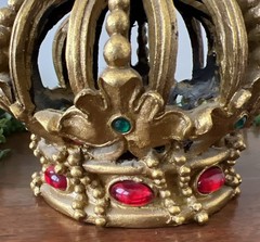 Heavy Ornate Gold Resin Crown 10” Table Top Decor Jewel Tuscan Old World