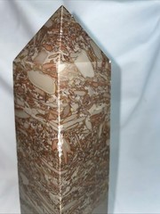 Vintage Modernist Carved Italian Brown Marble Obelisk Art Deco MCM 12.5”