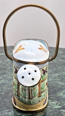 Empress Arts LTD 2000 Miniature Enamel Watering Can Bunny Rabbit Basket Vintage