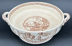 Antique 1878 Aesthetic Transferware Footed Bowl Ridgway Sparks & Ridgway Yeddo