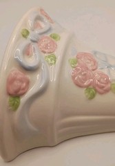 Vtg.80s 2pc. Home Interiors Tea Rose Ceramic Wall Pockets Cottage,Shabby Chic,
