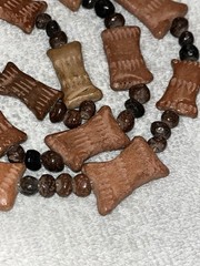 Pre Columbian Pottery Terra Cotta? Carved Bead Necklace Old