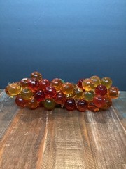 Vintage mcm Lucite Grape clusters on Driftwood orange amber Large 16” long