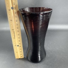 Venetian Hand Blown Art Glass Tumbler Drinking Glasses Cups Amethyst Optic Set 3
