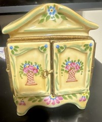 Authentic Vintage Limoges 6/500 Armoire w/Hanging Clothes