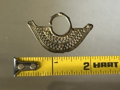AUTHENTIC PRE-COLUMBIAN GOLD TUMBAGA DESIGNED NOSE RING / PENDANT COLUMBIA COA