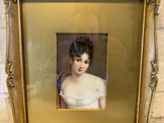 Antique Painted Plaque of Juliette Recamier Framed After Francois Gerard