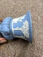 Wedgwood Blue Jasperware Vase with White Classical Relief Decoration