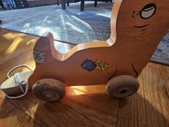 Vintage Country Cupboard Crafts Wooden Pull Toy Seal CUTE Hand Painted Good Cond