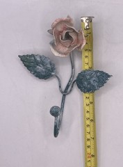 VTG 1980s Italian Tole Rose Wall Hook Made in Italy Painted Metal Floral Hook