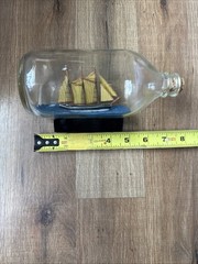 Vintage 3 Masted Schooner Ships In A Bottle Impressed Cork Seal John Madison