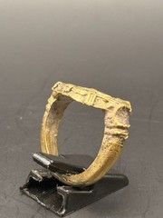 Large ancient Roman Ring bronze ring with decorated engraved bezel Antique Ring
