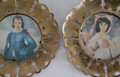 Vintage Butterfly Frames w/ Prints of Edwardian Children, Made in England, 1960s