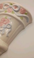 Vtg.80s 2pc. Home Interiors Tea Rose Ceramic Wall Pockets Cottage,Shabby Chic,