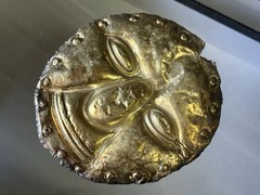 RARE AUTHENTIC PRE-COLUMBIAN GOLD & SILVER HUMAN EFFIGY MASK W/ COA, S. AMERICA