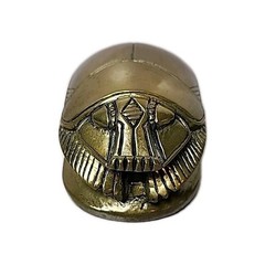 Vintage Solid Brass Egyptian Scarab Beetle Hieroglyphics Base Paperweight Heavy
