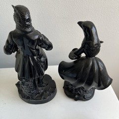 Man & Lady Bird China Figurines. Traditional Style with Modern Twist Black.