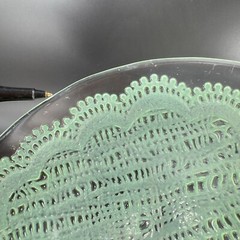 Anthropologie Cake Stand Footed Dish Flash Green Top Clear Bottom Cake Dish