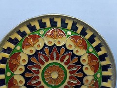 Byzantine Mosaic Brass and Cloisonné Enamel Wall Hanging Handmade in Greece 5″
